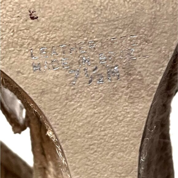 Y2K Vintage Green Leather Wedge Espadrille Sandals w Strap Detail+Studs Size 7.5 - Picture 5 of 6